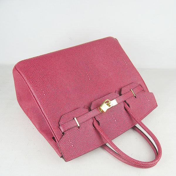 High Quality Fake Hermes Birkin 35CM Pearl Veins Leather Bag Red 6089 - Click Image to Close
